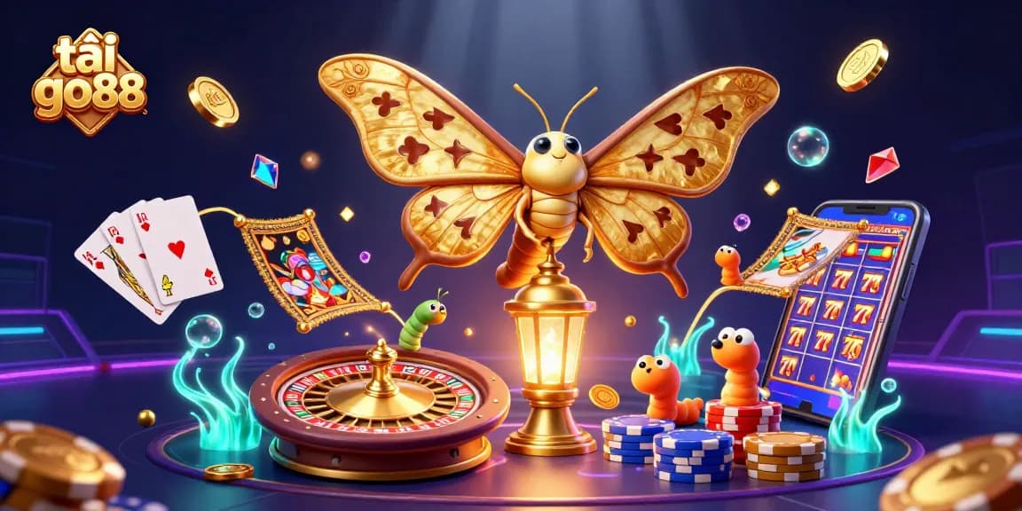 Play slots and win big with tải go88: 3D illustration of casino elements and characters.