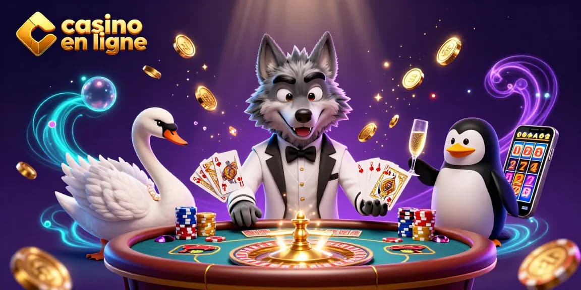 Jouez aux jeux de casino en ligne avec notre illustration de personnage 3D représentant un casino animé.