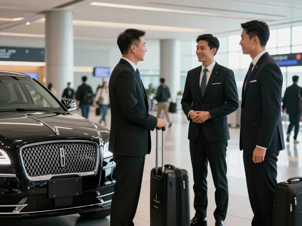 Experience premium limo service to O’Hare from Naperville with elegant chauffeur greeting clients.