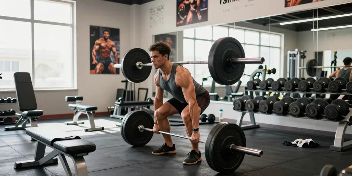 Kraftsportler hebt Gewichte im Anabolika Shop Deutschland Fitnessumfeld und zeigt Engagement und Fitnessgeist.