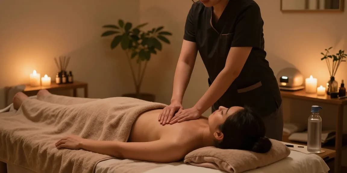 Relaxing 강남출장마사지 session in a serene home spa with a professional therapist.