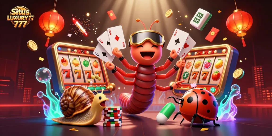 Mainkan peruntungan Anda di Situs LUXURY777 dengan dealer beruang berperan dan simbol slot penuh warna.