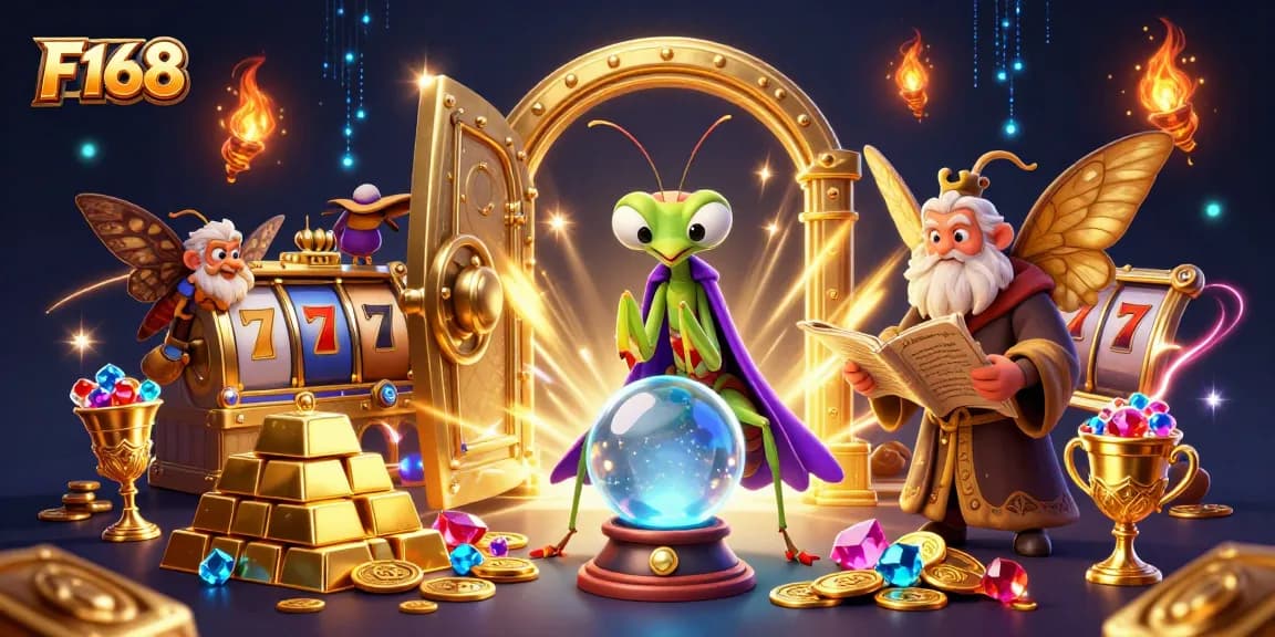 Engage with F168's thrilling slot game adventure as characters explore opulent treasures.
