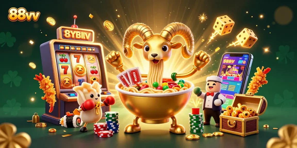 Experience the vibrant world of 88vv with a 3D casino scene full of winning moments and colorful elements.