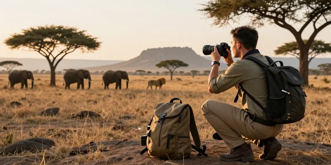 NAGA2000 traveler capturing wildlife in Kidepo Valley National Park during sunrise