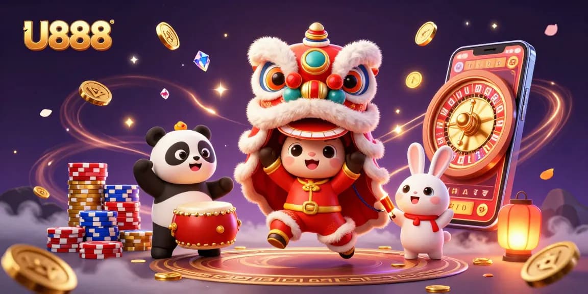Experience vibrant gameplay at U888 with casino-themed characters and rich rewards.