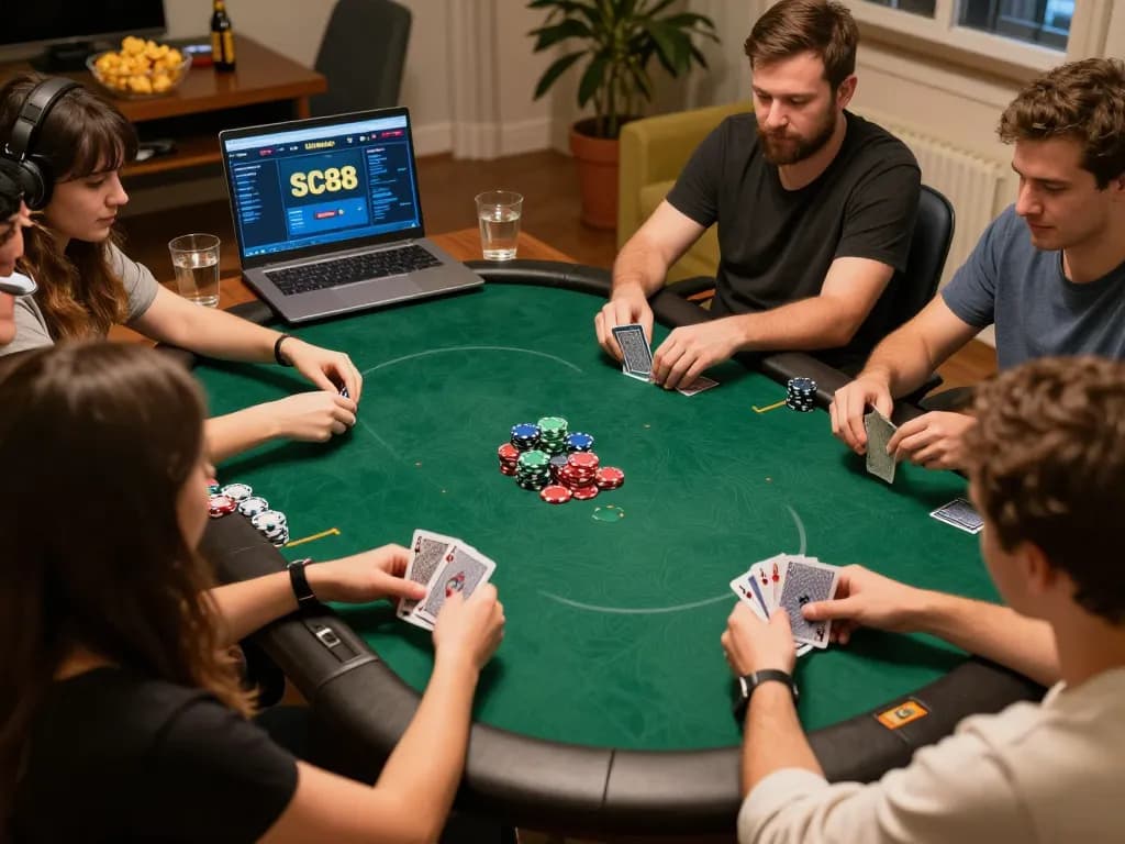 Play poker online at SC88 with friends, engaging in strategy and fun.