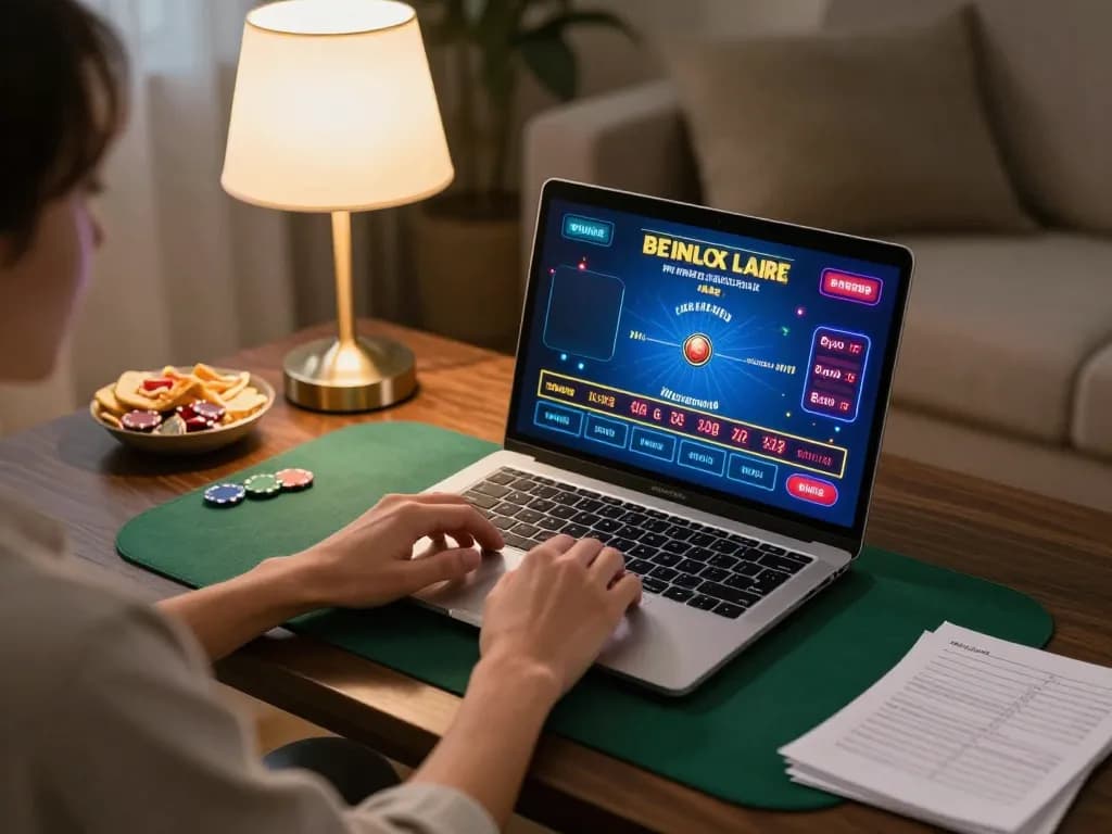 LC88 player placing bets on live dealer blackjack in a cozy home setup