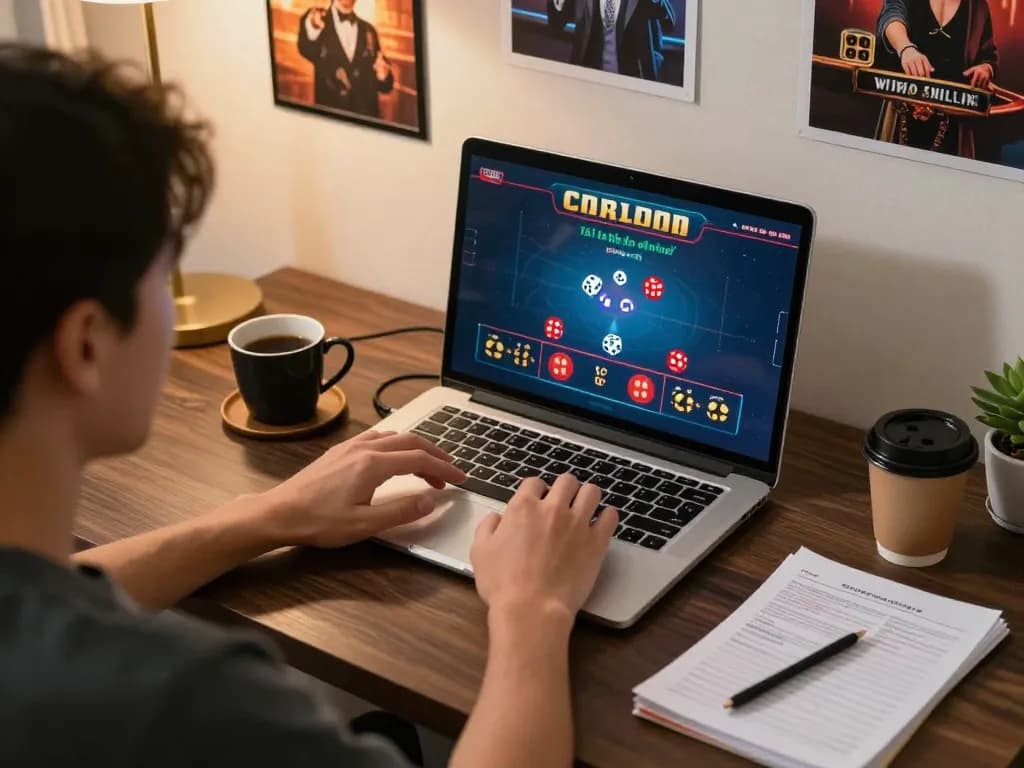 Tài Xỉu Online gameplay featuring a player focused on the screen with strategy notes nearby.