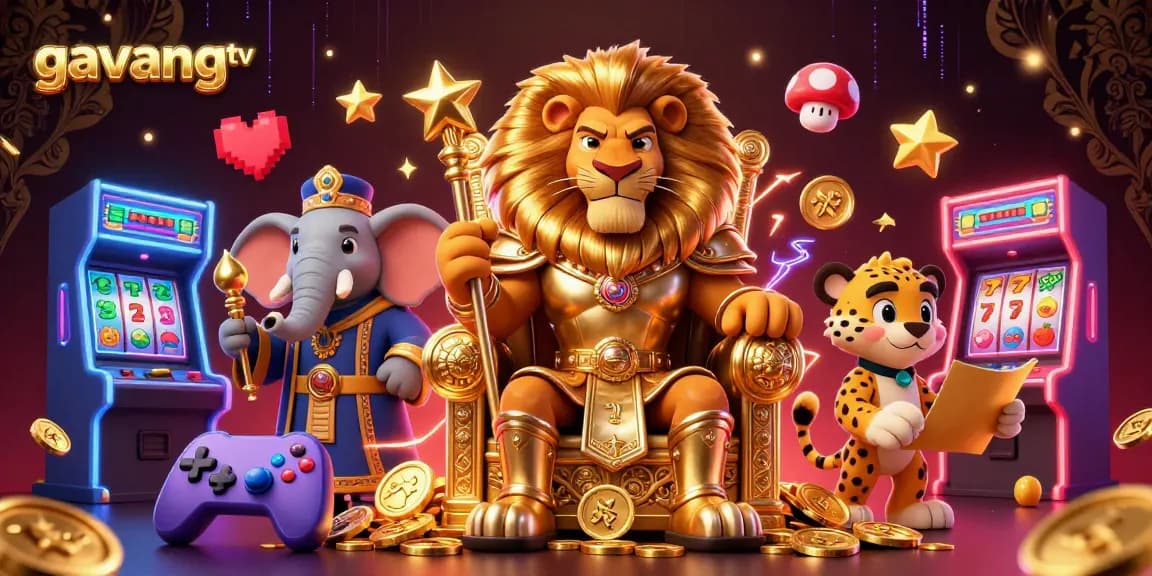 Gavangtv brings the thrill of casino gaming to life with vibrant characters and slot machine elements.