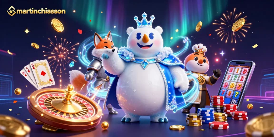 Experience excitement with martinchiasson’s royal polar bear and snow fox in action-packed casino scene.