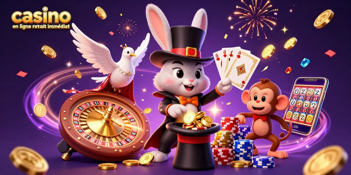 Retirez immédiatement vos gains avec le casino en ligne à retraits instantanés, affichant des jetons de poker.