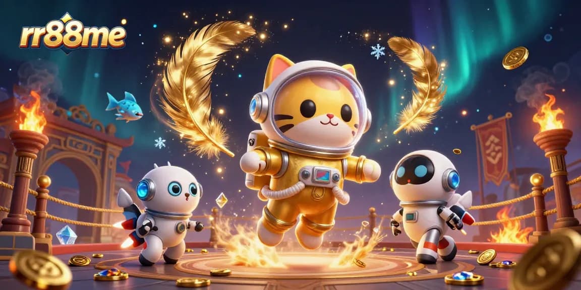 Join the adventure at rr88me, where 3D characters explore stellar casino games in a vivid space.