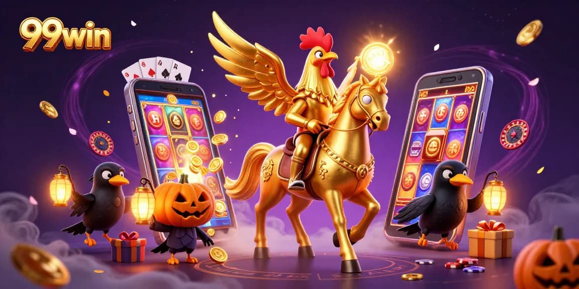 Experience thrilling gameplay with 99win’s vibrant 3D casino illustration featuring slot games and action-packed fun.