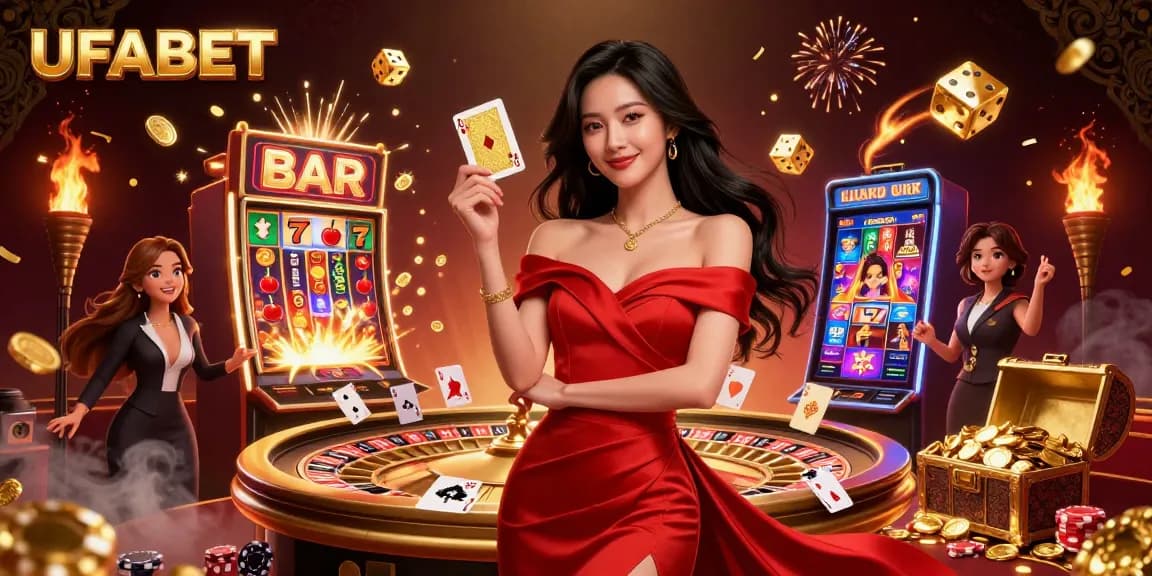 Experience thrilling gameplay at UFABET with our captivating casino scene, showcasing excitement and luxury.