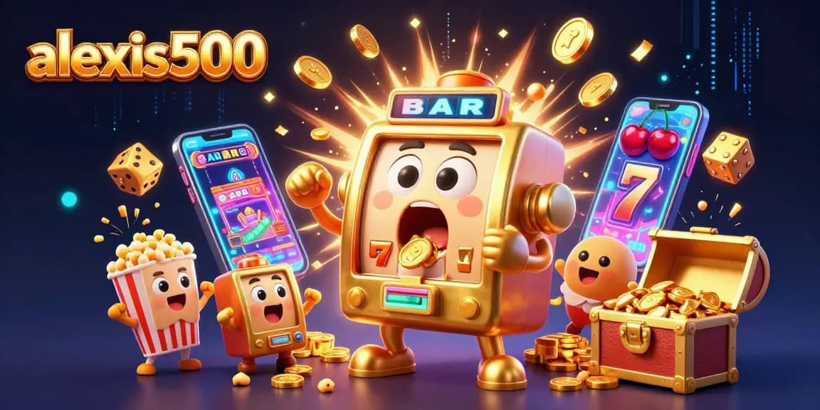 Engage with the alexis500 slot machine as it hits a jackpot, celebrating with coins and cheers.