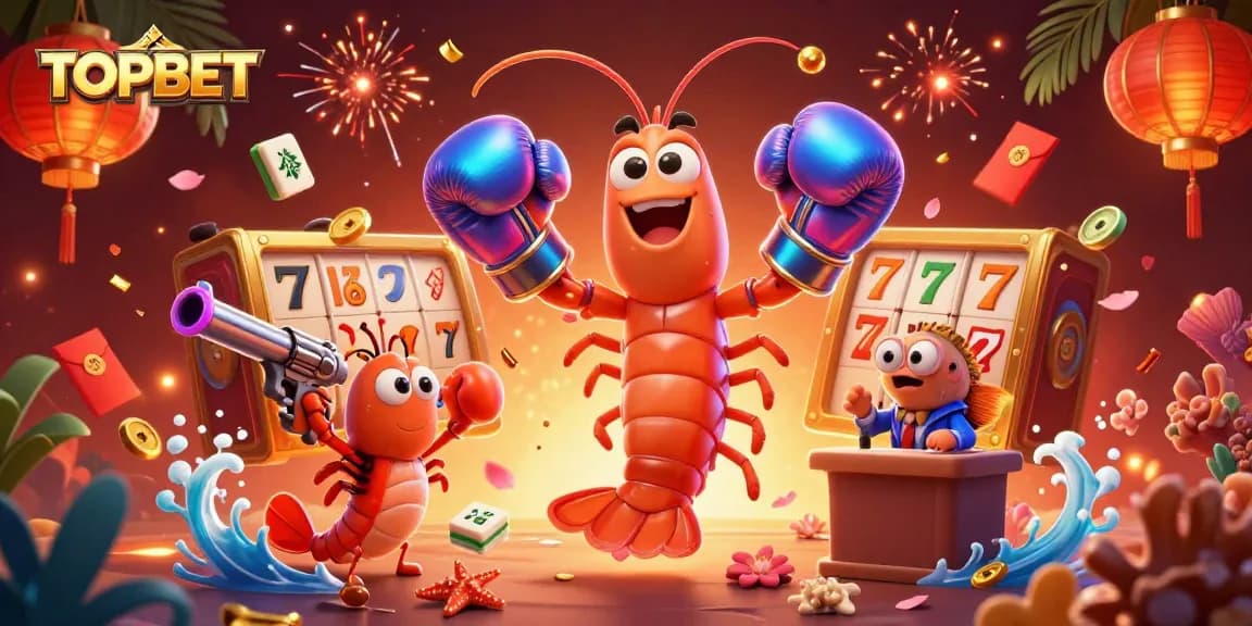Engage in dynamic gaming at TOPBET with cartoon characters and casino elements in rich 3D illustration.