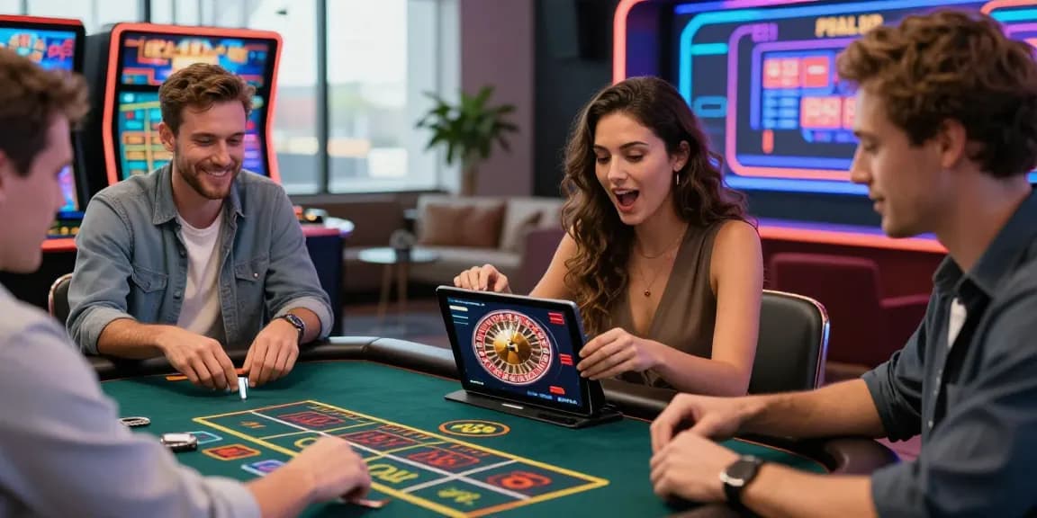 Players engaging with b52cc online casino games in a modern digital lounge.