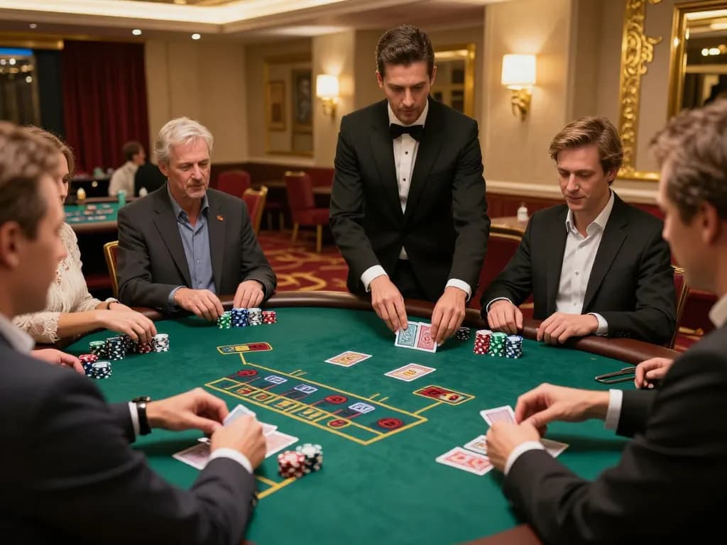 Players strategizing their bets at 789win com blackjack table, capturing the excitement and luxury of casino gambling.