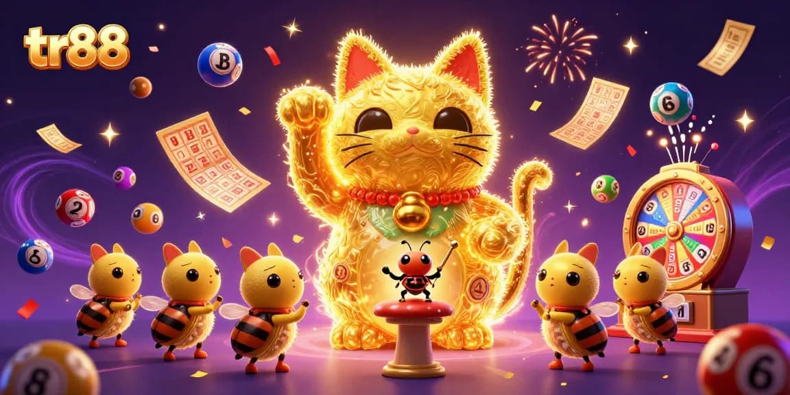 Experience thrilling winnings with tr88 through vibrant casino symbols and dynamic lottery elements.