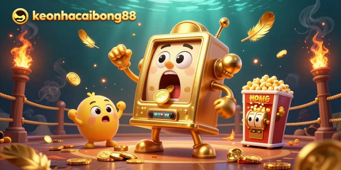 Experience the excitement of keonhacaibong88 as the golden slot machine hits a jackpot!
