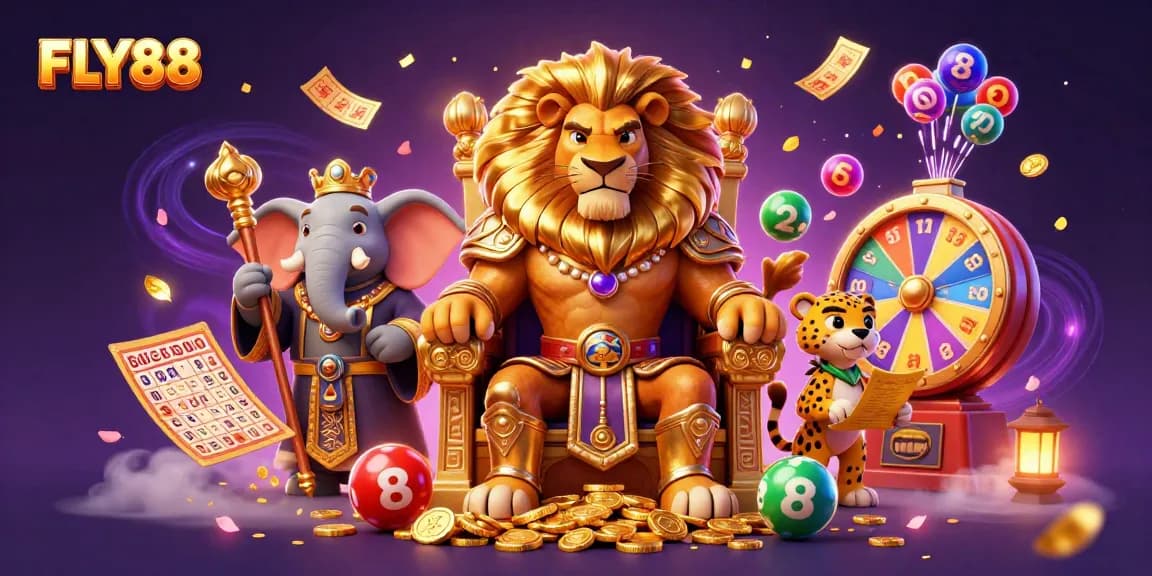 Experience the thrill of FLY88 as you dive into vibrant casino games with colorful lottery balls and dynamic elements.