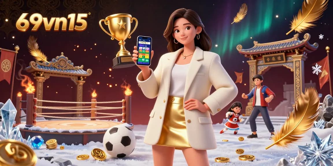 Engage with sports betting excitement at 69vn15 through a vibrant 3D illustration showcasing gameplay.