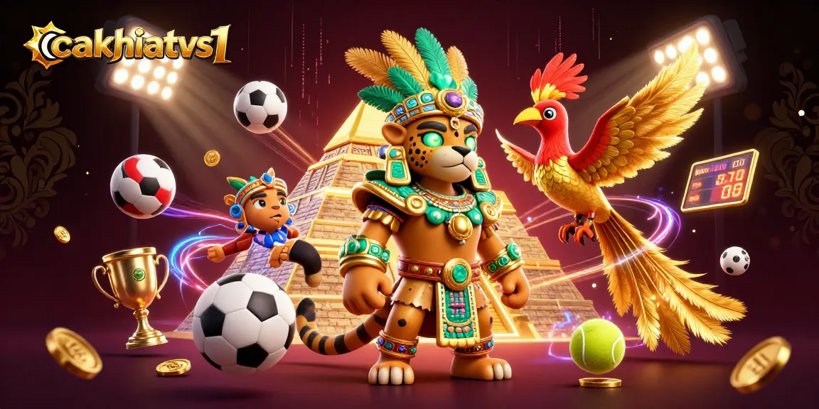 Cakhiatvs1 showcases dynamic sports betting elements with a Mayan priest and quetzal bird illustration.