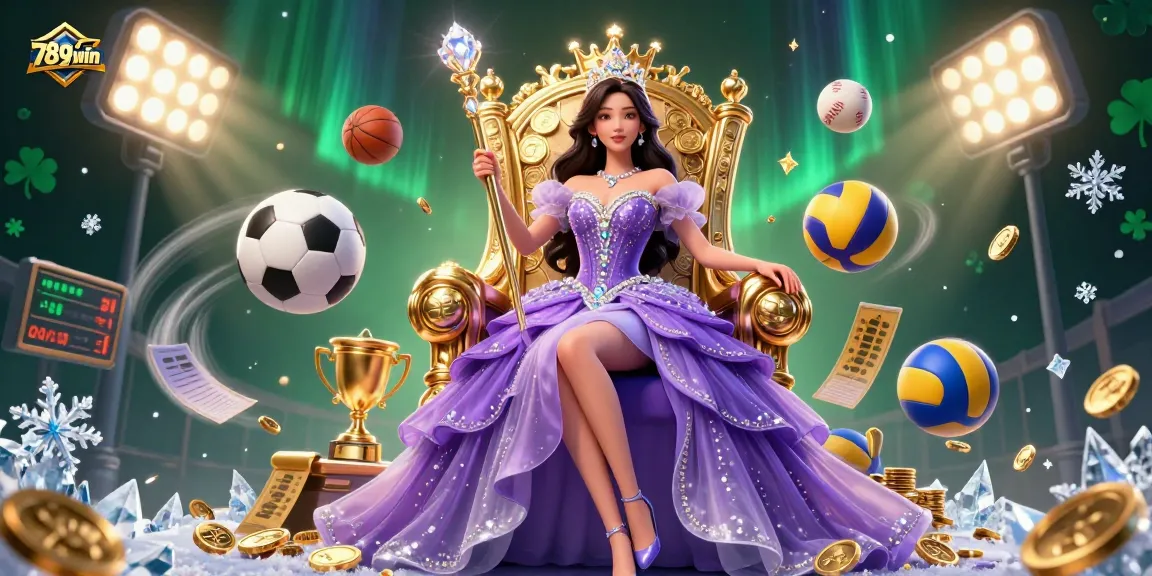 Bet on exciting games with 789win: A beautiful scene of gaming royalty and sports action.
