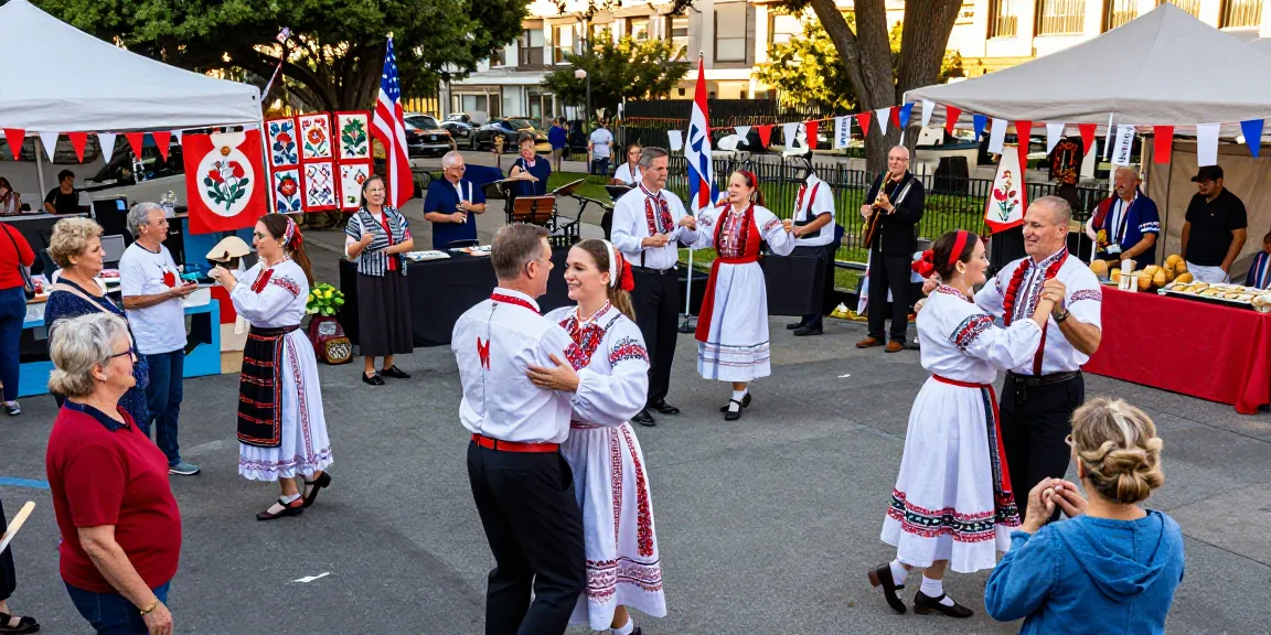 Community gathering of Polish residents in San Francisco celebrating culture at https://www.sfpol.com/ with traditional dance and Polish cuisine.