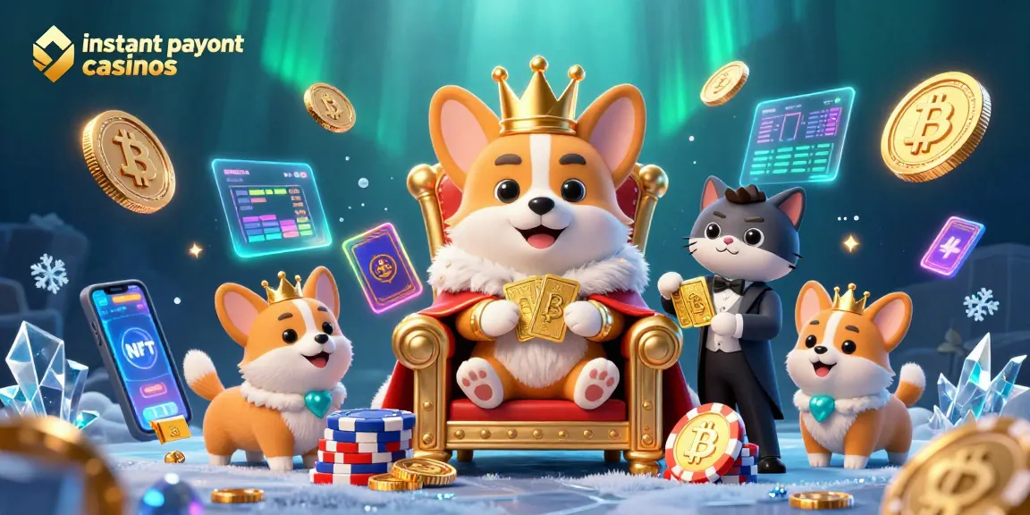 Experience the thrill of instant payout casinos with a royal corgi themed 3D illustration