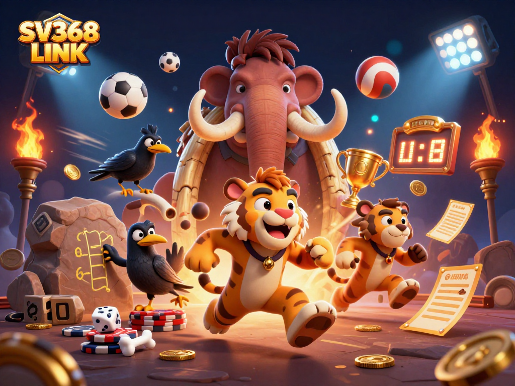 Engage with SV368 LINK by exploring dynamic gambling scenarios, featuring sports balls and casino elements.