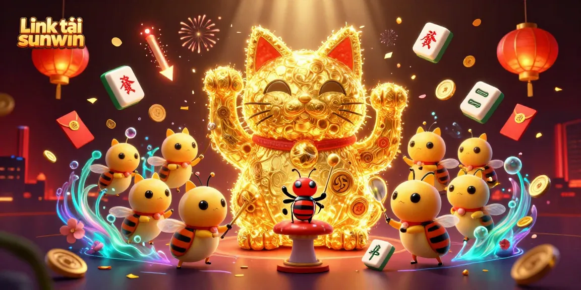 Experience thrilling casino adventures with Link tải sunwin, featuring a lucky cat and playful fireflies.