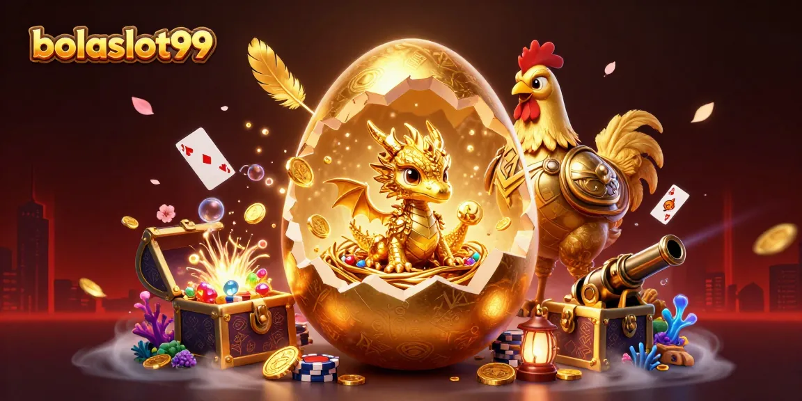 Experience excitement with bolaslot99's golden dragon guarding poker treasures amidst vibrant casino elements.