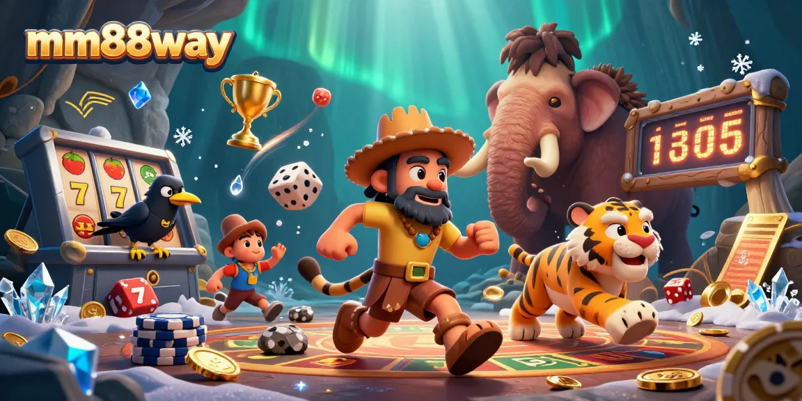 Engage in exciting jackpot action at mm88way featuring vibrant slot reels and playful characters.