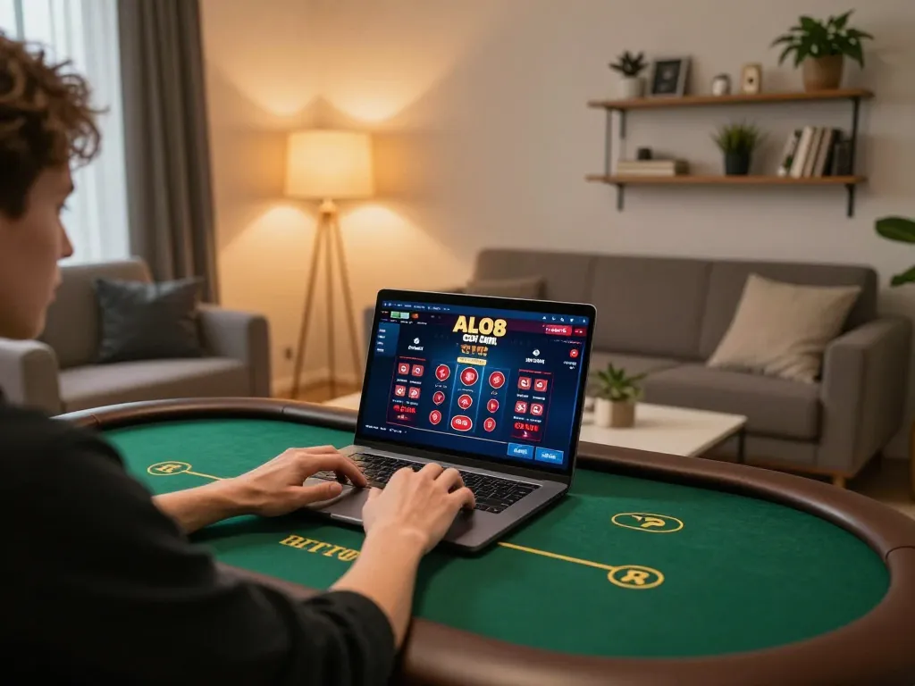 Engaging online poker gameplay on ALO8 COM with user-focused design and cozy home setting