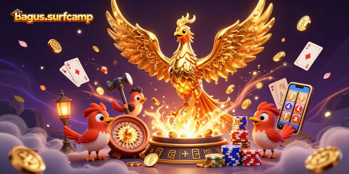 Experience the thrill of winning with the captivating Bagus Surfcamp casino scene showcasing golden phoenix features.