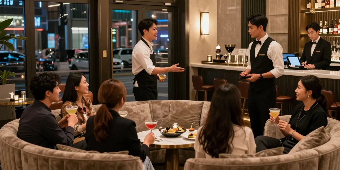 강남블랜딩쩜오 고급스러운 라운지 분위기로 손님을 맞이하는 모습