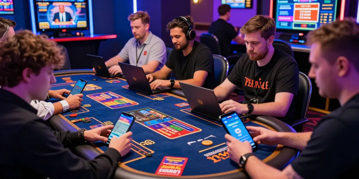 Engaging scene of diverse players exploring non UK casinos online at https://dsam.org.uk, showcasing games, technology, and bonus offers.