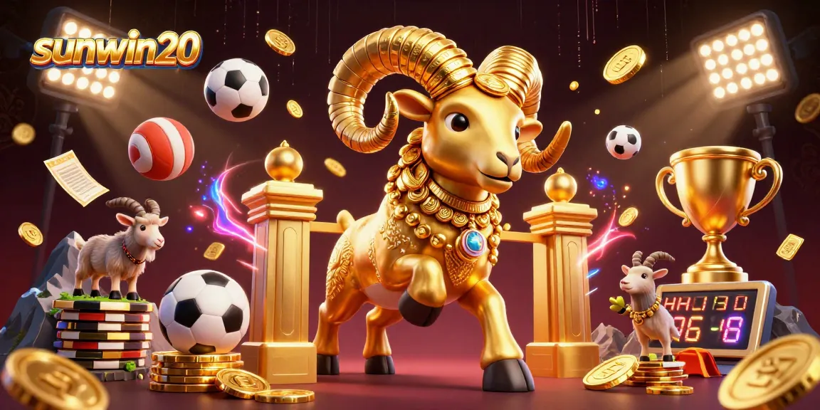 Experience thrilling action at sunwin20 with a golden ram charging through a vibrant casino scene.