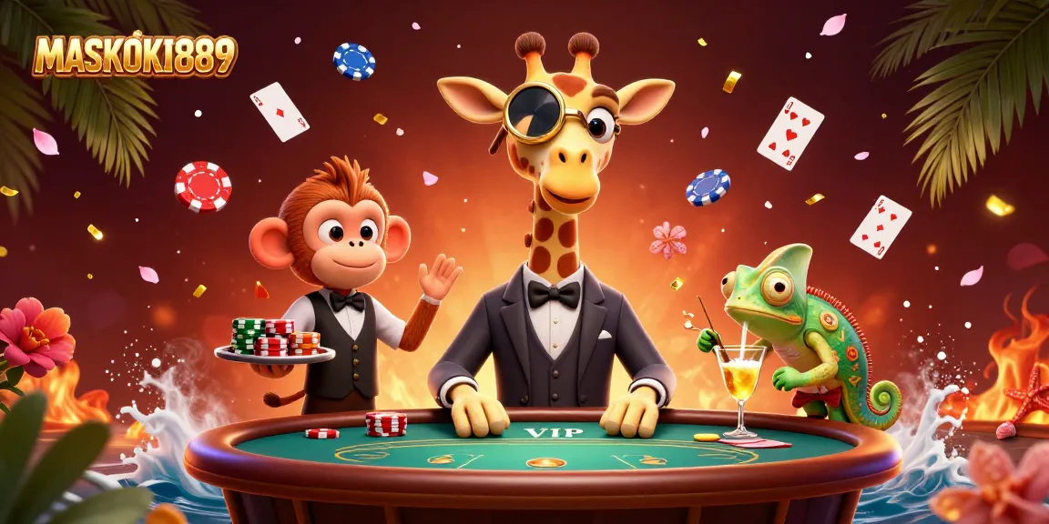 Engage with MASKOKI889's vibrant online casino scene featuring dynamic characters and exciting game elements.