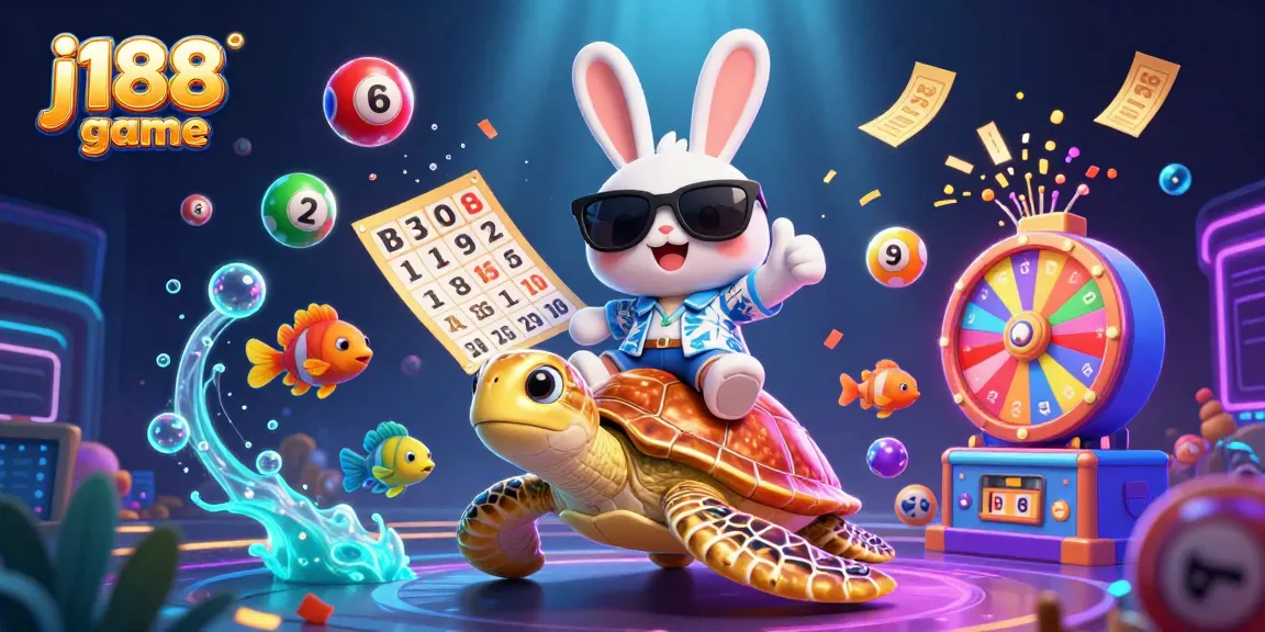 Engage in exciting gameplay with the j188 game, featuring vibrant lottery balls and a lucky rabbit.