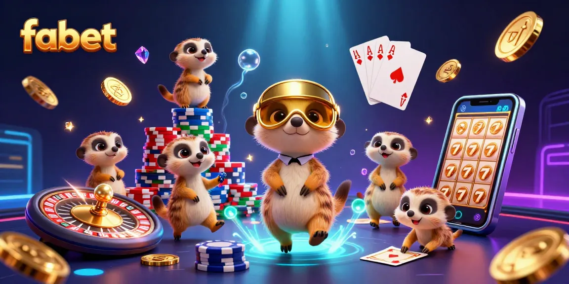 Experience fun at fabet as meerkats handle chips and spin the roulette wheel in a vibrant casino.