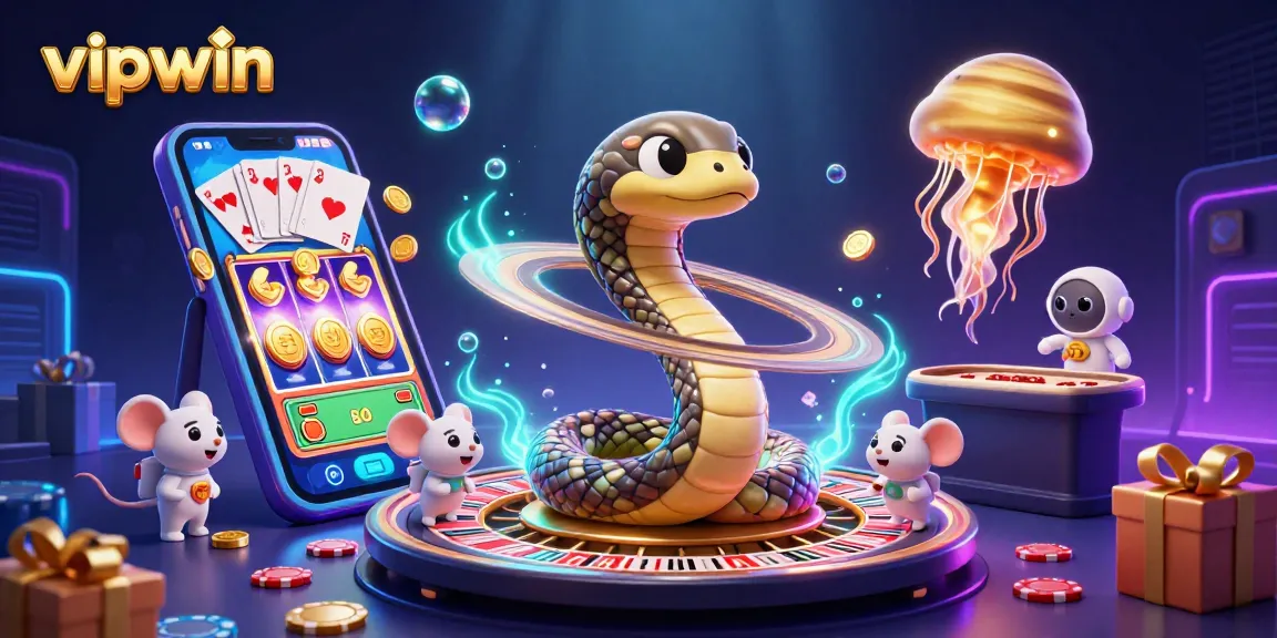 Experience thrilling gameplay at vipwin with dynamic cosmic characters in a captivating online casino scene.
