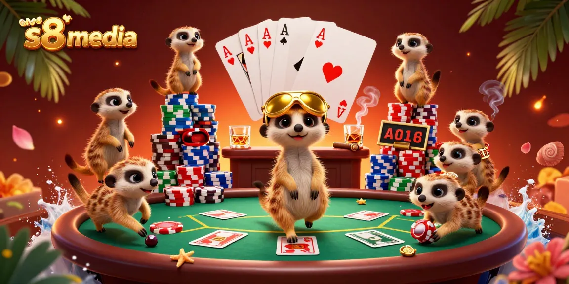 Uncover winning strategies at s8media with a vibrant meerkat casino operation illustration.