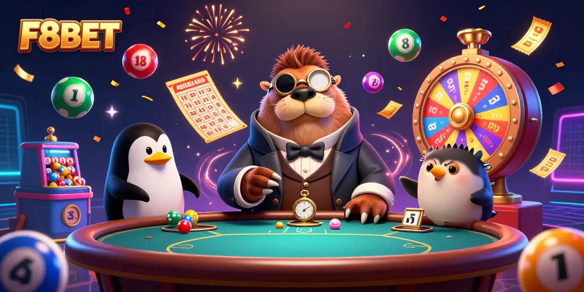 Engage with F8BET at an underwater poker game featuring a walrus, penguin dealer, and bluffing pufferfish.