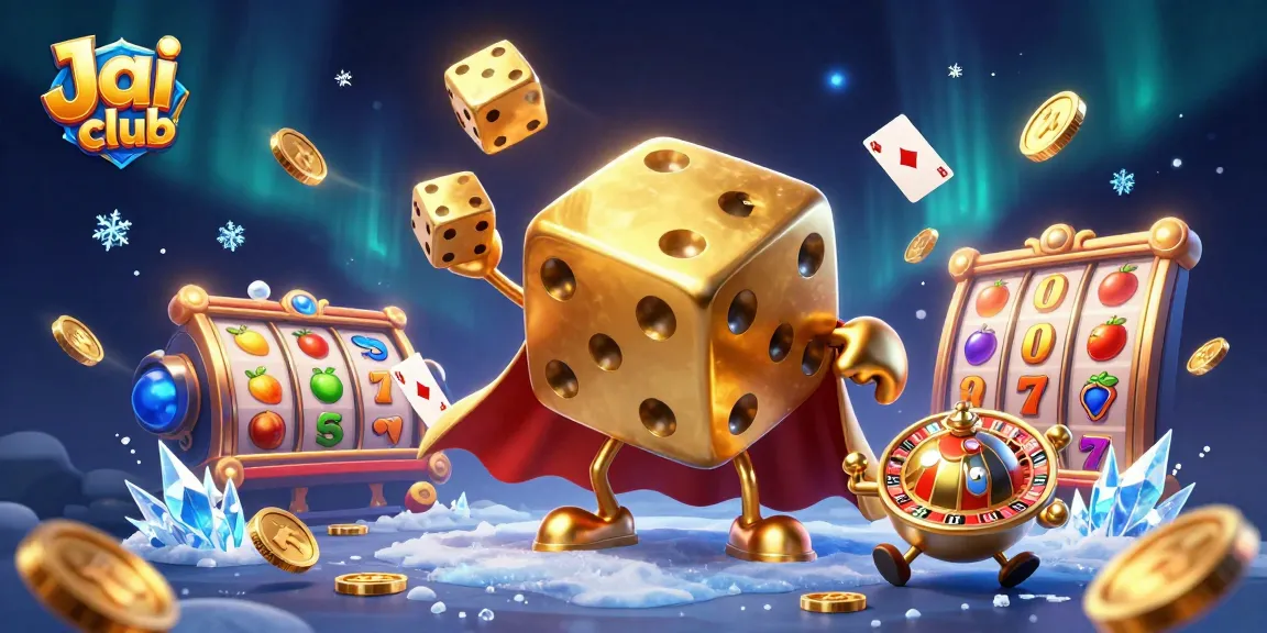 Engage with Jai club's vibrant slot games featuring golden dice golem and enchanting casino elements.