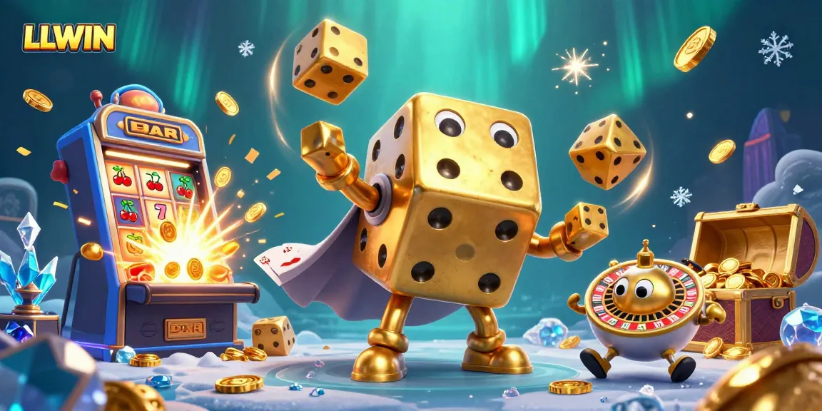 LLWIN showcases an exciting casino gaming scene with lively characters and dynamic game elements.