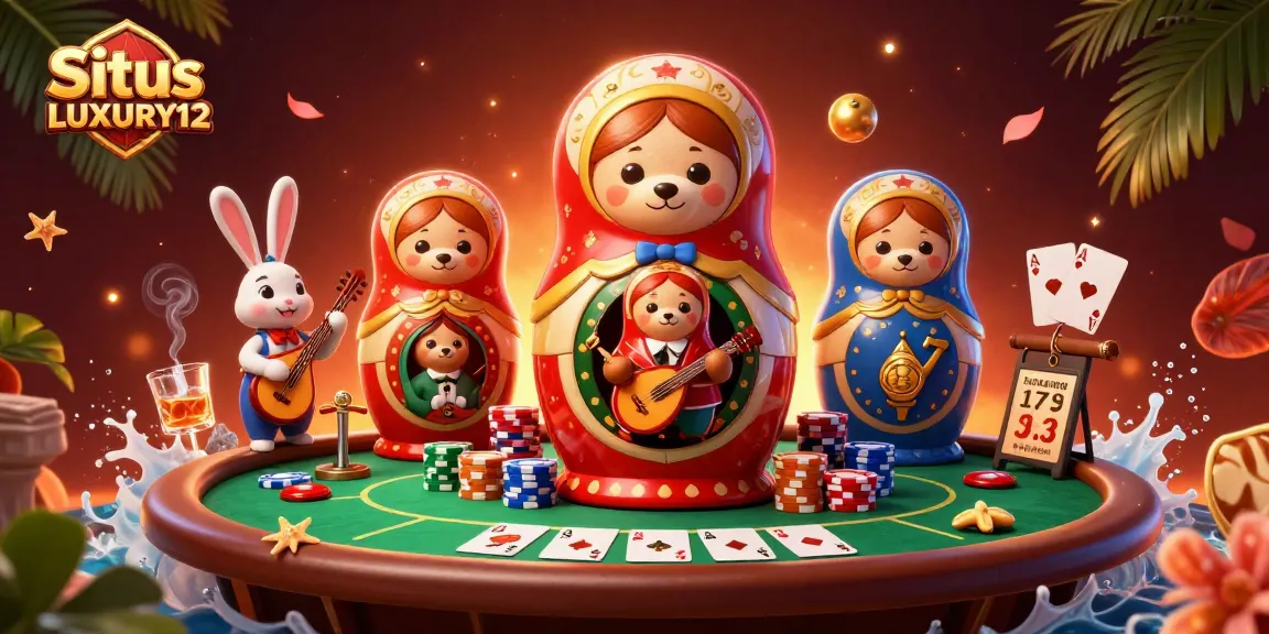Situs LUXURY12 menawarkan sensasi spin yang unik dengan karakter lucu dalam ilustrasi kasino.