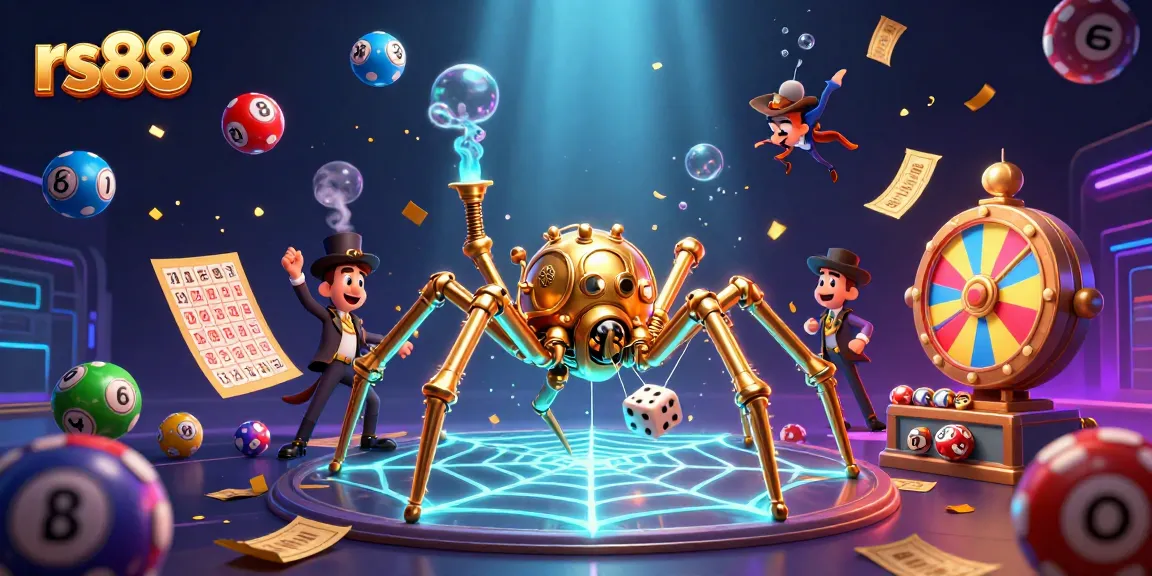 Experience thrilling gameplay with rs88's engaging 3D casino spider web illustration.